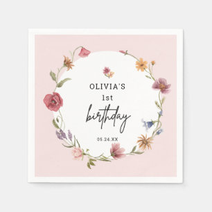 Lente kleine wilde bloem-meisje 1e verjaardag servet