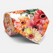 Lente Kleuren Gerbera Madeliefjes Stropdas (Opgerold)