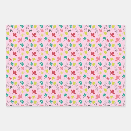 Lente Kleurrijk Bloemendoodle Loof Zijde Lint Inpakpapier Vel (Voorkant 3)