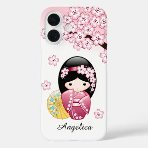 Lente Kokeshi Pop - Schattig Japans Geisha Meisje iPhone 16 Hoesje