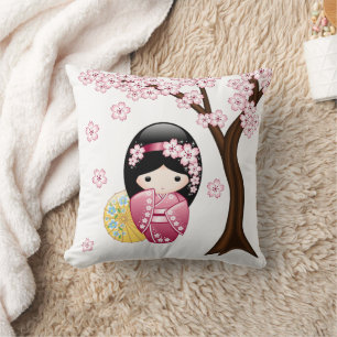 Lente Kokeshi Pop - Schattig Japans Geisha Meisje Kussen
