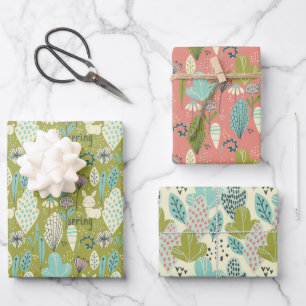 Lente Konijnen Bloemrijke Natuur Inpakpapier Vel