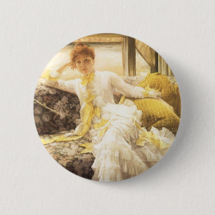 Lente (Kust) van James Tissot, Vintage Portret Ronde Button 5,7 Cm