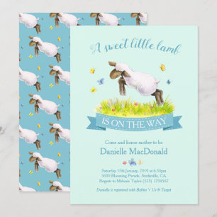 Lente lam overslaan schattige baby douche uitnodig kaart