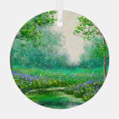 Lente landschap olieverfschilderij, bos. glas ornament (Achterkant)