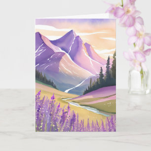 Lente Lavendel Glacier National Park Aquarel Kaart