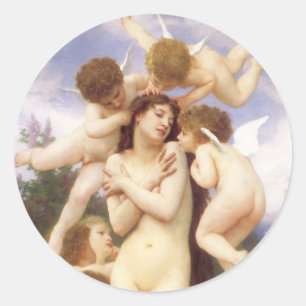 Lente (Le Printemps) door Bouguereau Ronde Sticker