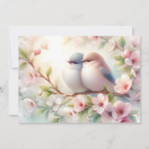 Lente Liefdes Vogels Kersenbloesem Bloemstuk Aankondiging