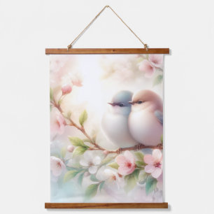 Lente Liefdes Vogels Kersenbloesem Bloemstuk Hangend Wandkleed