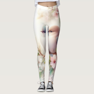 Lente Liefdes Vogels Kersenbloesem Bloemstuk Leggings