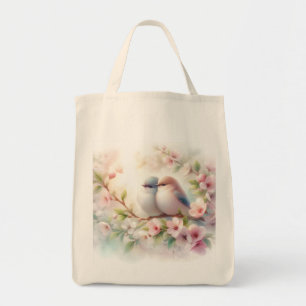 Lente Liefdes Vogels Kersenbloesem Bloemstuk Tote Bag