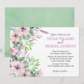 Lente Lila waterverf pioen Foliage BRUILOFT Kaart (Voorkant / Achterkant)