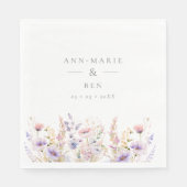 Lente Lila Wildbloemen Bruiloft Servet (Voorkant)