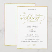 Lente Lily van de Valley Gold Calligraphy Wedding Kaart (Voorkant / Achterkant)