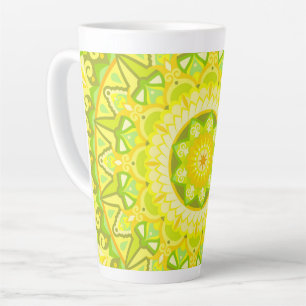 Lente Mandala Bloem Groen Geel Boho Koffie Latte Mok