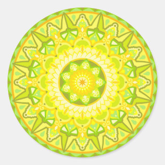 Lente Mandala Groen Geel Bloemig Esthetisch Boho Ronde Sticker