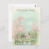 Lente Meadow Birthday Wish Briefkaart (Voorkant / Achterkant)