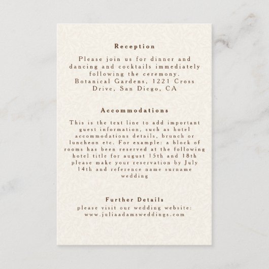 Lente Mosterd Geel Paarse Meadow Bloem Bruiloft Informatiekaartje (Voorkant)