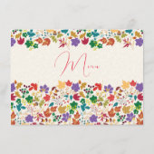 Lente Mosterd Geel Paarse Meadow Bloem Bruiloft Menu (Achterkant)