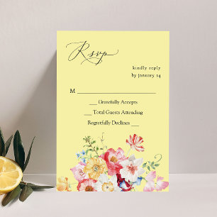 Lente Multi Kleur Bloemen geen Maaltijd RSVP - Gee Kaartje