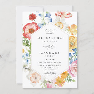 Lente Multi Kleur Bloemen Huwelijk 2 Kaart