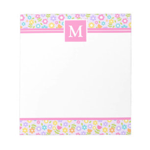 Lente Multi Kleur Bloemen Monogram Notitieblok