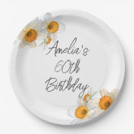 Lente narcis elke leeftijd verjaardag papieren bordje