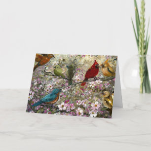 Lente Ontmoeting: Kleurrijke Zangvogels Geschenken Kaart