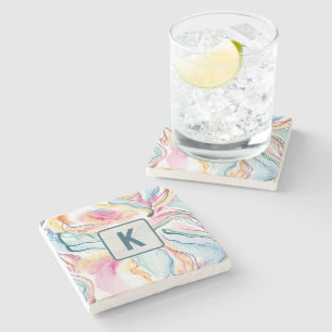 Lente organische textuur met stromende golvende vo stenen onderzetter