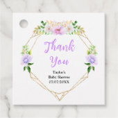 Lente Paarse Bloemen Baby shower Dank u Bedankjes Labels (Voorkant)