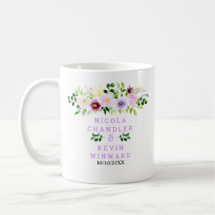 Lente Paarse Bloemen met Loof Bruiloft Koffiemok