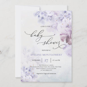 Lente paarse bloemen stoffig blauw bruin Baby Show Kaart