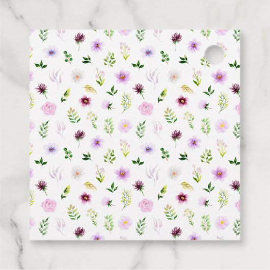 Lente Paarse Floral Weddenschap Dank je Bedankjes Labels (Achterkant)