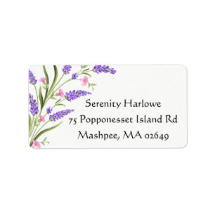 Lente Paarse Sering Bloemen Aquarel Bloemstuk Etiket