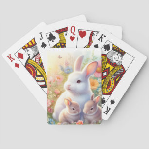 Lente Paashaas Familie Bloem Tuin Pokerkaarten