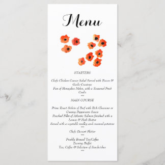 Lente papaver bloemen Bruiloft Menu