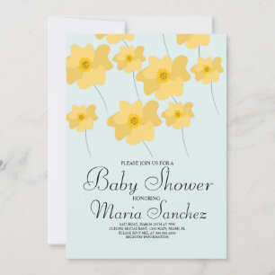 Lente Papaver Geel Krachtig Bloemig Baby Shower Pa Kaart