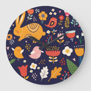 Lente Pasen: bloemen, konijntjes collectie Grote Klok