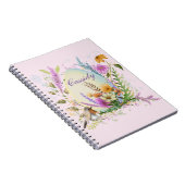 Lente Pasen Ei Vogel Bloemen Bloemen Bloemen Notitieboek (Rechterzijde)