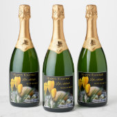 Lente Pasen Krokus Bubbels Mousserende Wijn Label Sparkling Wijnetiket (Flessen)