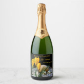 Lente Pasen Krokus Bubbels Mousserende Wijn Label Sparkling Wijnetiket (Voorkant)