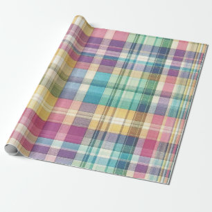 Lente/Pasen pastel plaid/tartan Cadeaupapier