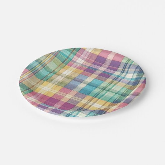 Lente/Pasen pastel plaid/tartan Papieren Bordje (Gekanteld)