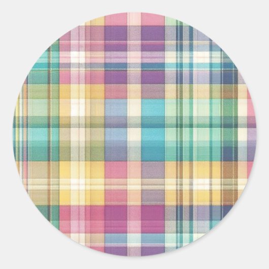 Lente/Pasen pastel plaid/tartan Ronde Sticker (Voorkant)
