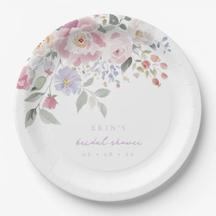 Lente Pastel Bloemige Bruiloftsborrel Papieren Bordje