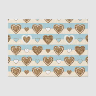 Lente Pastel Hart Streep met Gouden Accenten Tissuepapier
