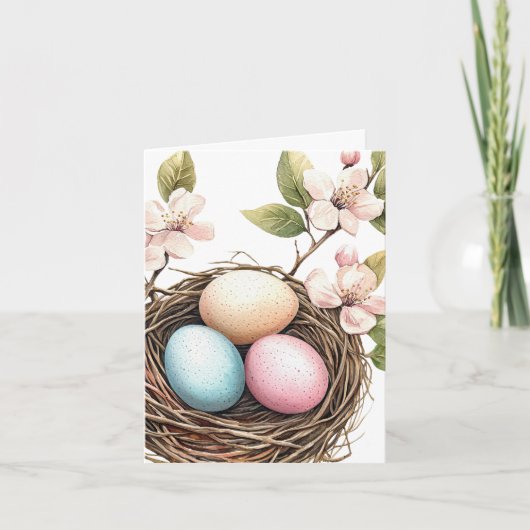 Lente Pastel Vogelnest Notitiekaart (Voorkant)