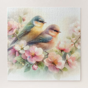 Lente Pastel Zoete Liefdesvogels Bloesems Bloemen Legpuzzel