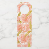 Lente perzik bloesem bloemenaangepaste bruiloft flessenhanger (Achterkant)