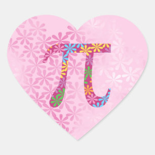 Lente Pi © Bloemig Pi-symbool op roze stickers